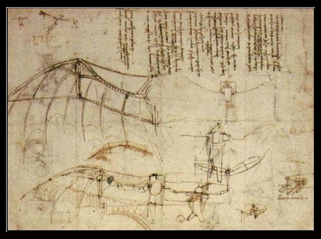 Esquise machine volante Léonard de Vinci