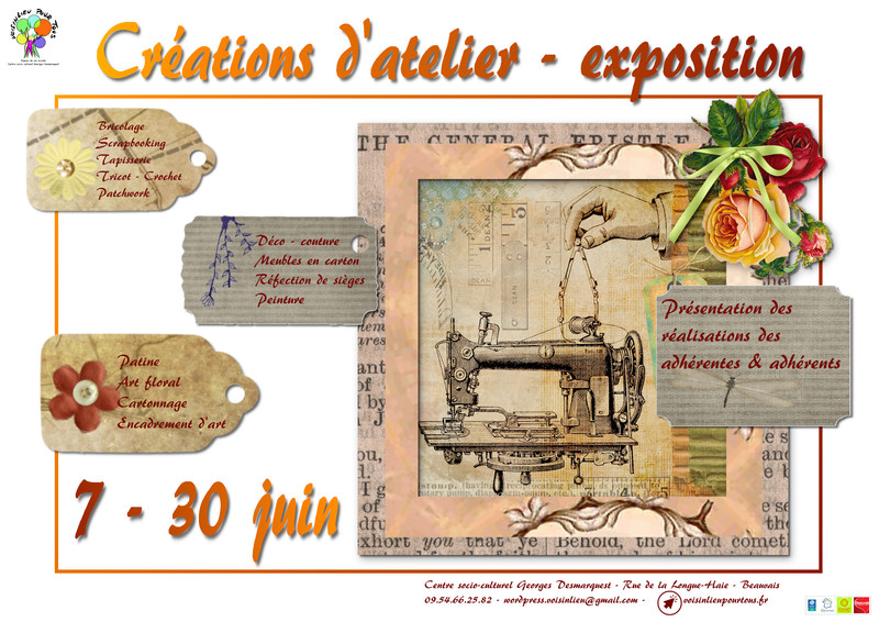 Affiche de l'exposition des ateliers d'art créatif - juin 2021